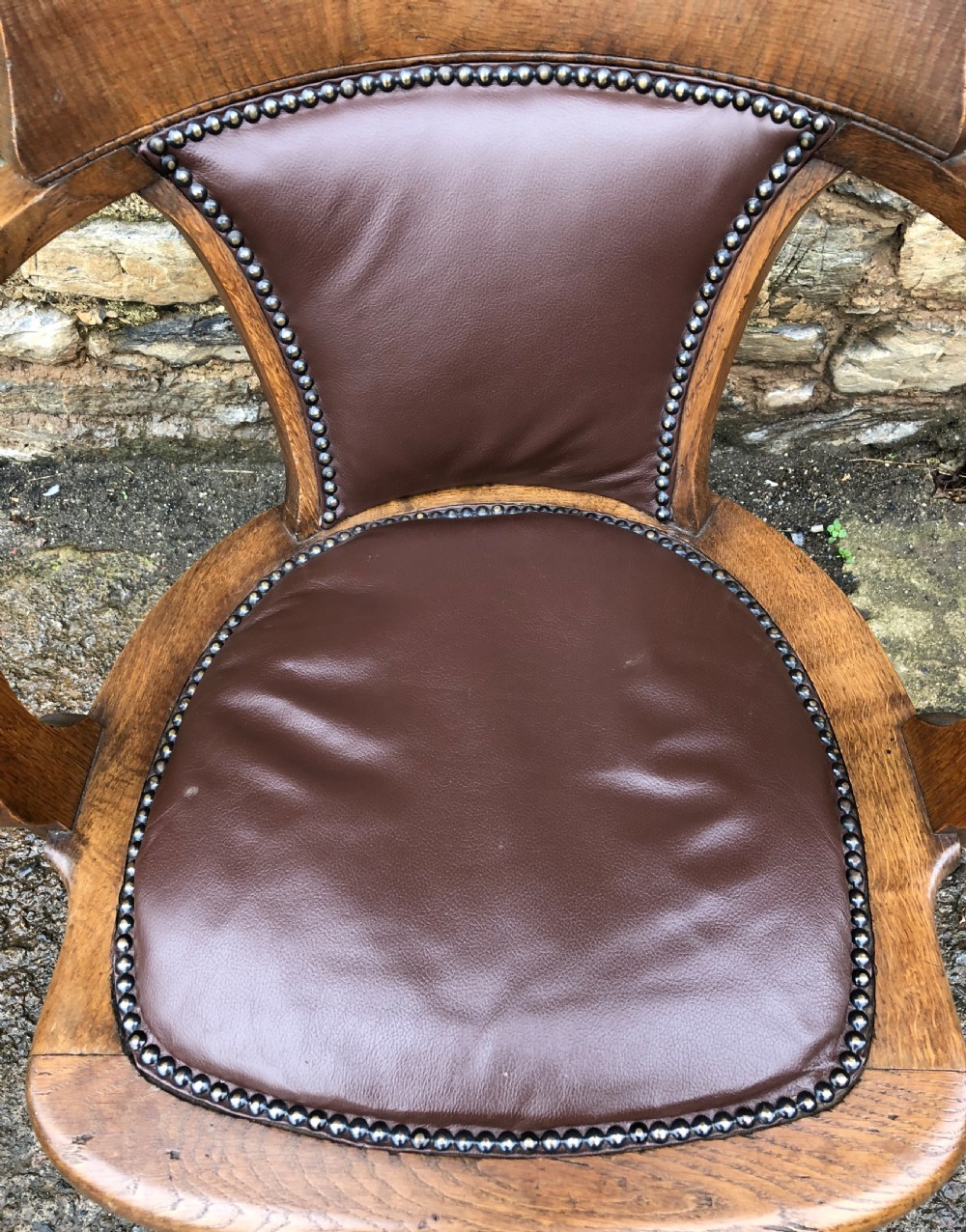 Antique Oak Swivel and Tilt Office Desk Chair View X