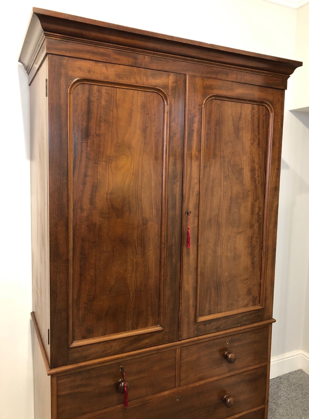 Antique Victorian Mahogany Linen Press Cupboard  View III