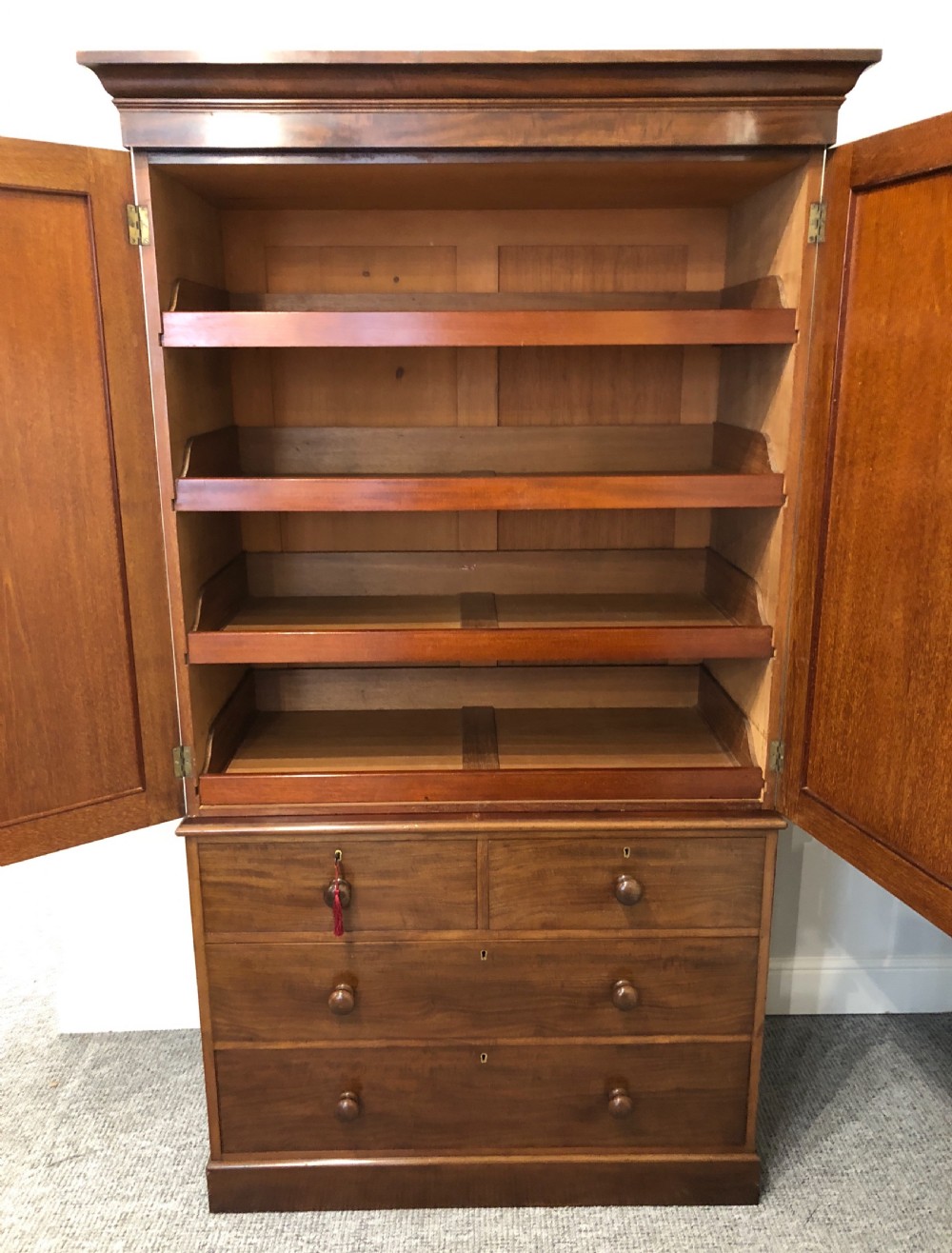 Antique Victorian Mahogany Linen Press Cupboard  View VI