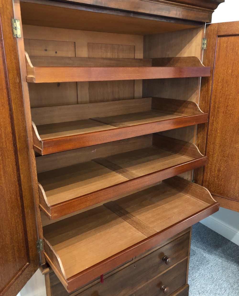 Antique Victorian Mahogany Linen Press Cupboard  View VII