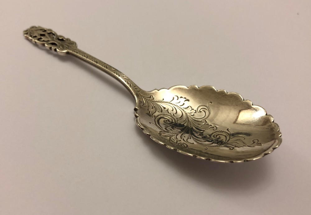 Antique Victorian Solid Silver Tea Caddy Spoon View IV