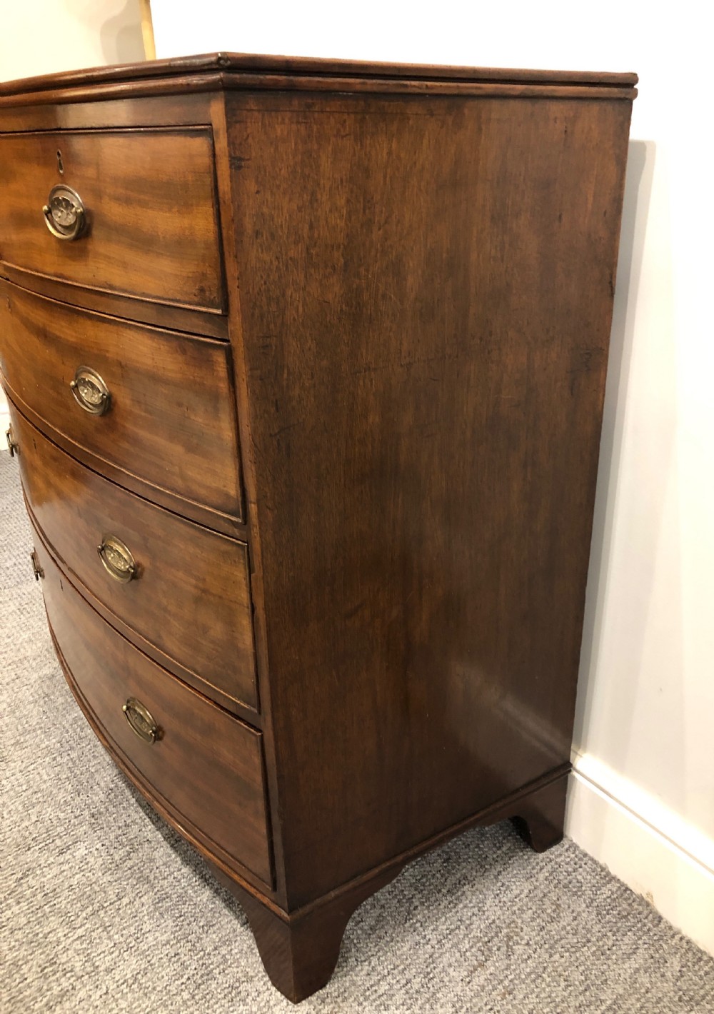 Antique Georgian Mahogany Bow Front Chest of Drawers View XI