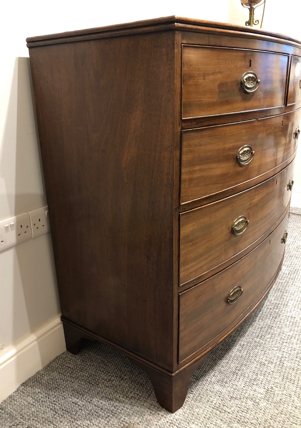 Antique Georgian Mahogany Bow Front Chest of Drawers View XII