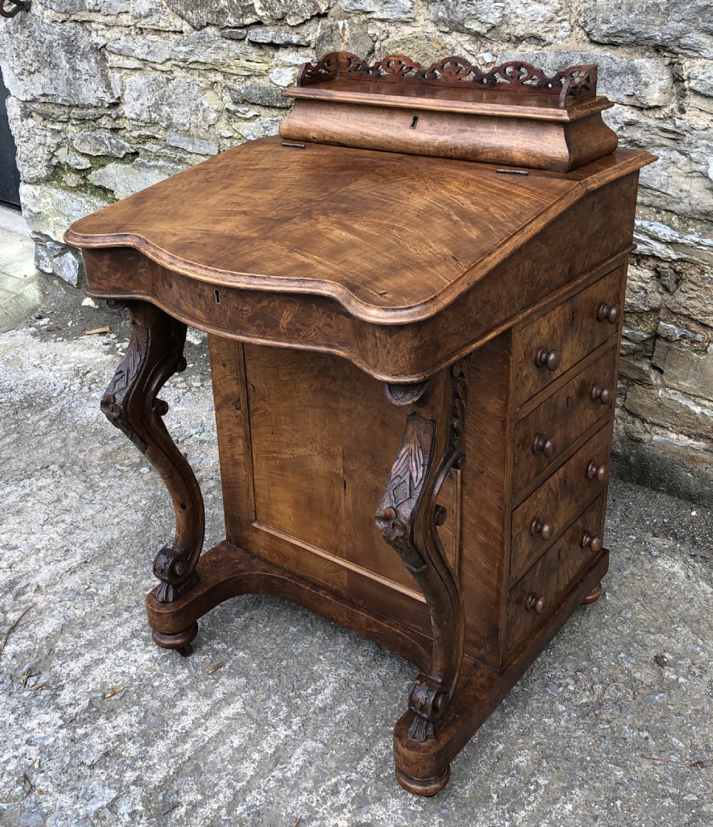 Antique Victorian Burr Walnut Davenport
