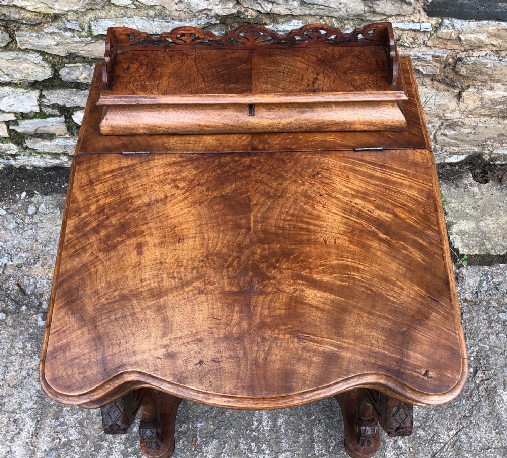Antique Victorian Burr Walnut Davenport View VIII