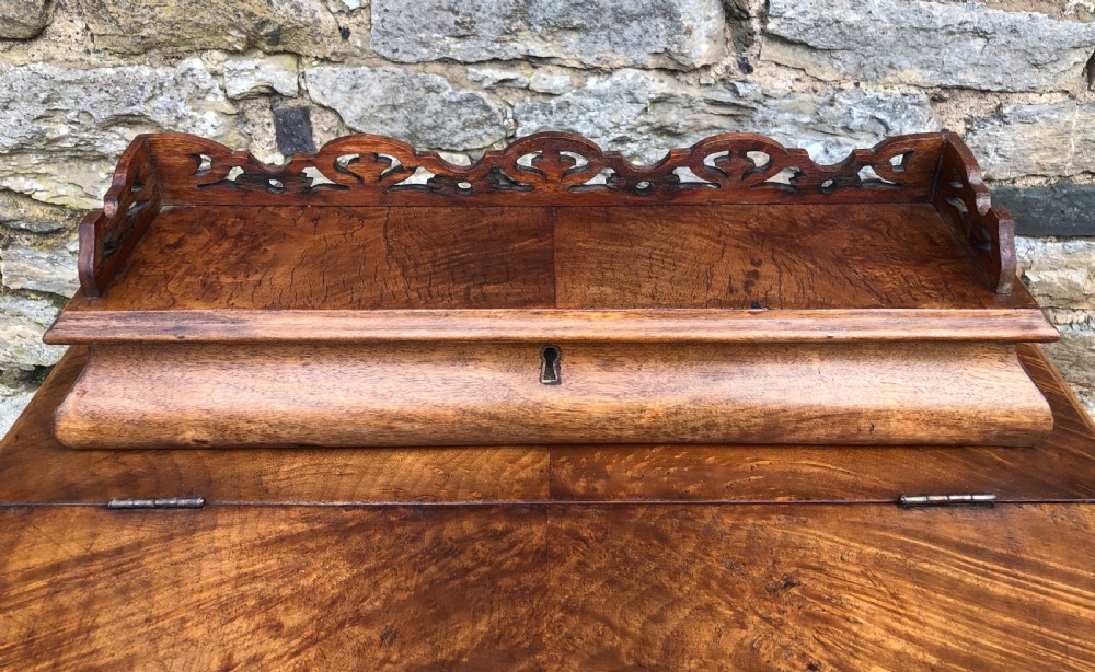 Antique Victorian Burr Walnut Davenport View IX