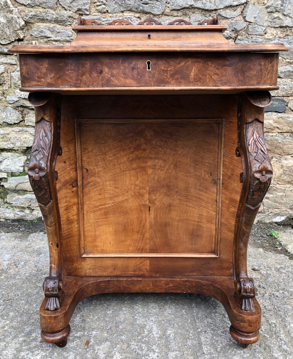 Antique Victorian Burr Walnut Davenport View XI