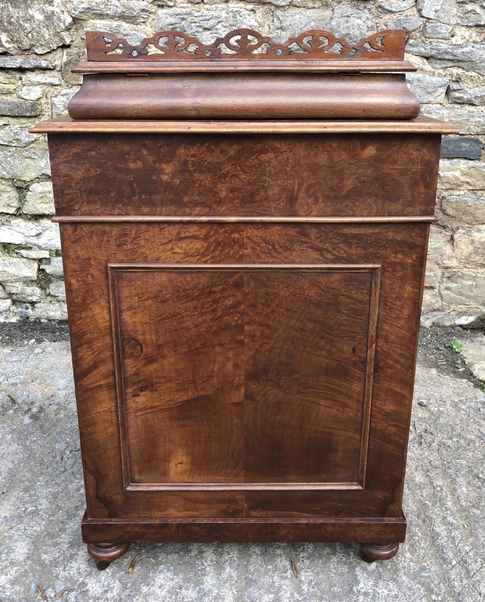 Antique Victorian Burr Walnut Davenport View XIV
