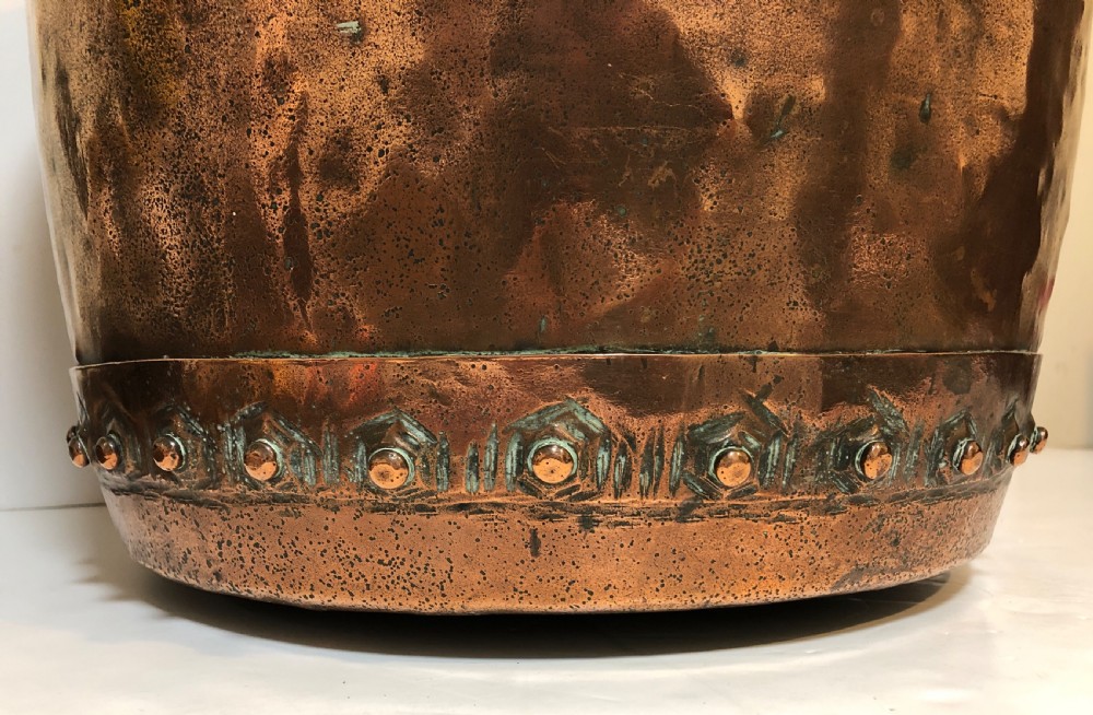 Large Antique Victorian Riveted Copper Boiler Log Bin View III