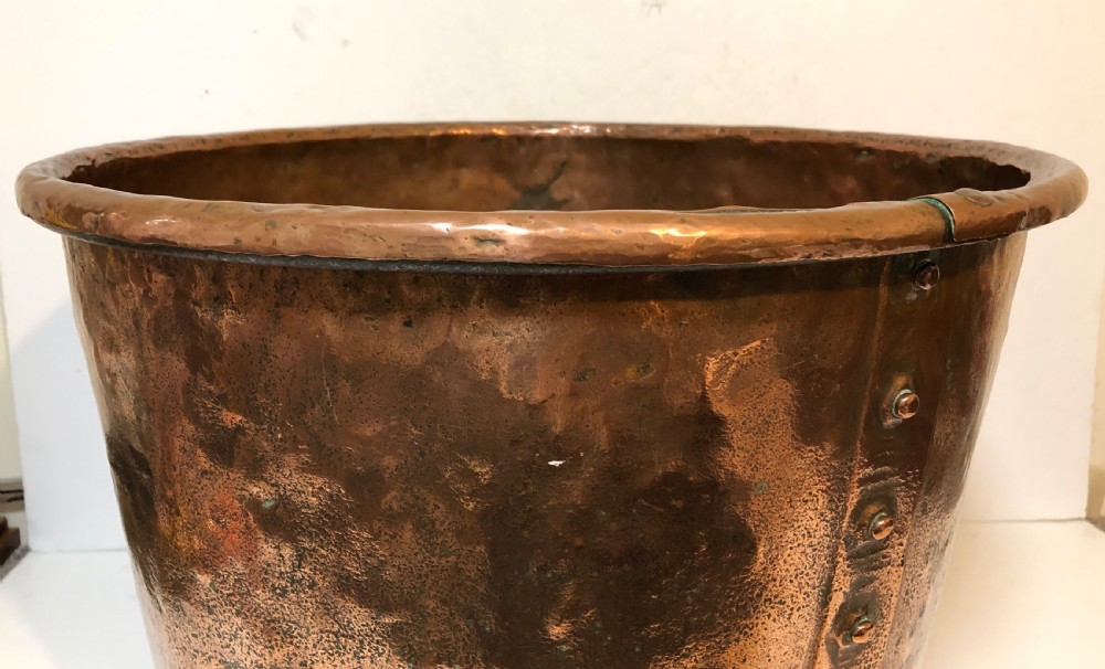 Large Antique Victorian Riveted Copper Boiler Log Bin View VIII