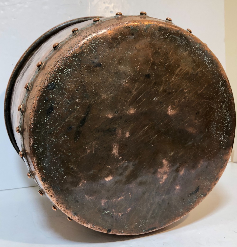 Large Antique Victorian Riveted Copper Boiler Log Bin View X