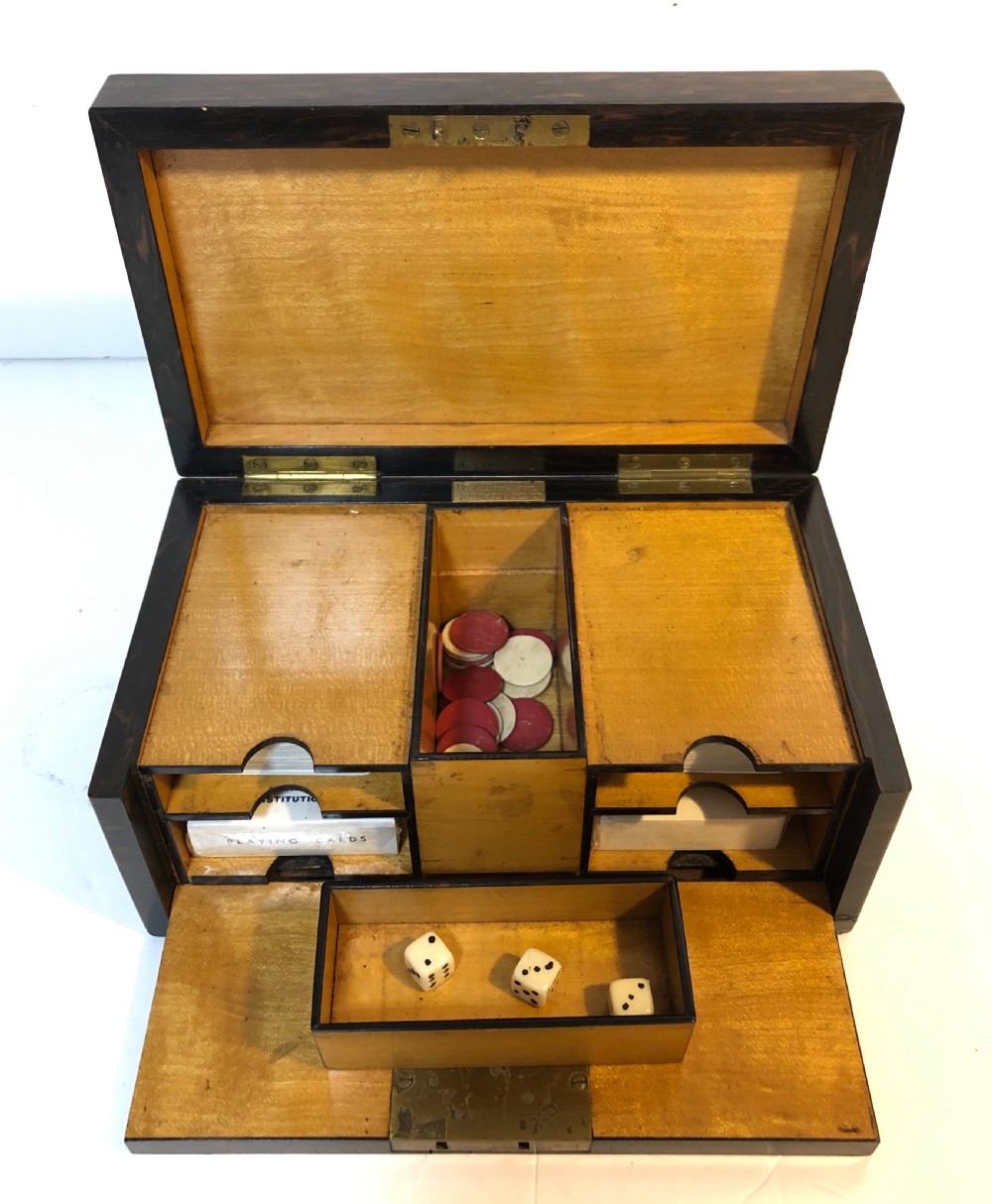 Antique Victorian Coromandel Games Box View V