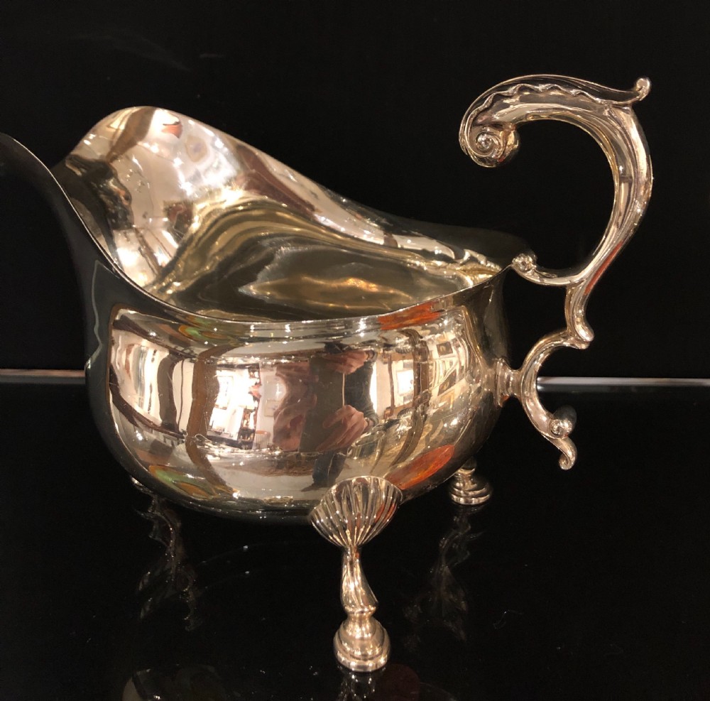 Pair of Large Antique Victorian Silver Sauce Boats 1897 Francis Higgins View III
