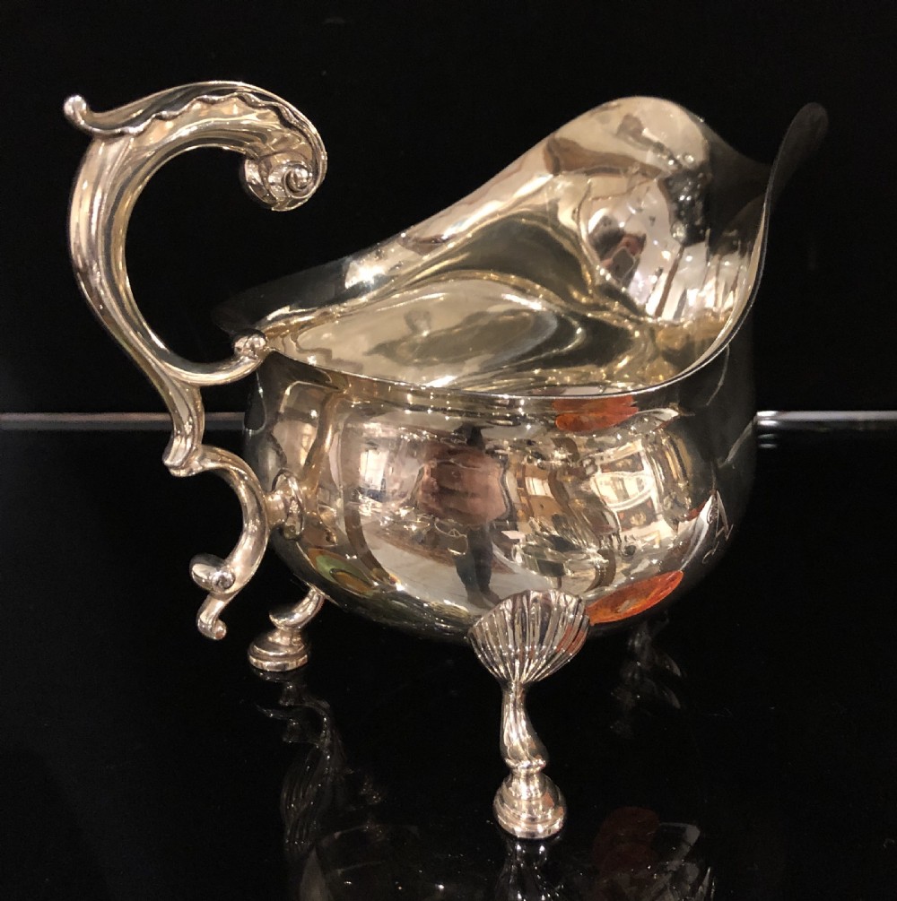 Pair of Large Antique Victorian Silver Sauce Boats 1897 Francis Higgins View IX