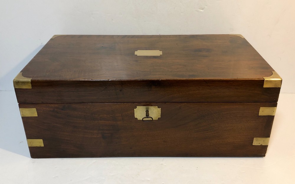 Antique Victorian Brass Bound Writing Slope with Secret Drawers View II