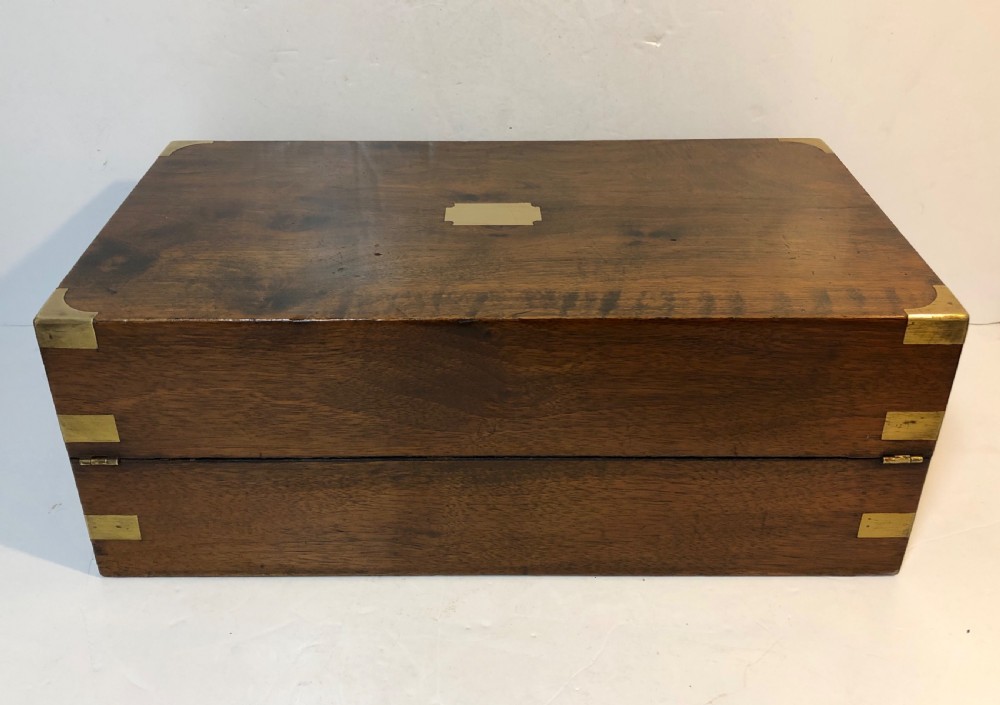 Antique Victorian Brass Bound Writing Slope with Secret Drawers View VI
