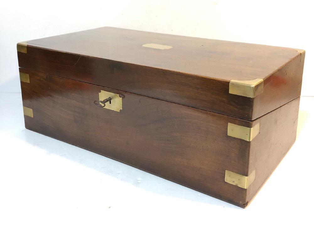 Antique Victorian Brass Bound Writing Slope with Secret Drawers View VII