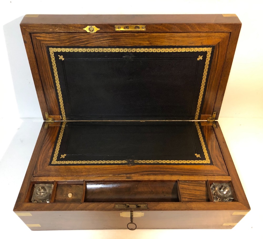 Antique Victorian Brass Bound Writing Slope with Secret Drawers View VIII