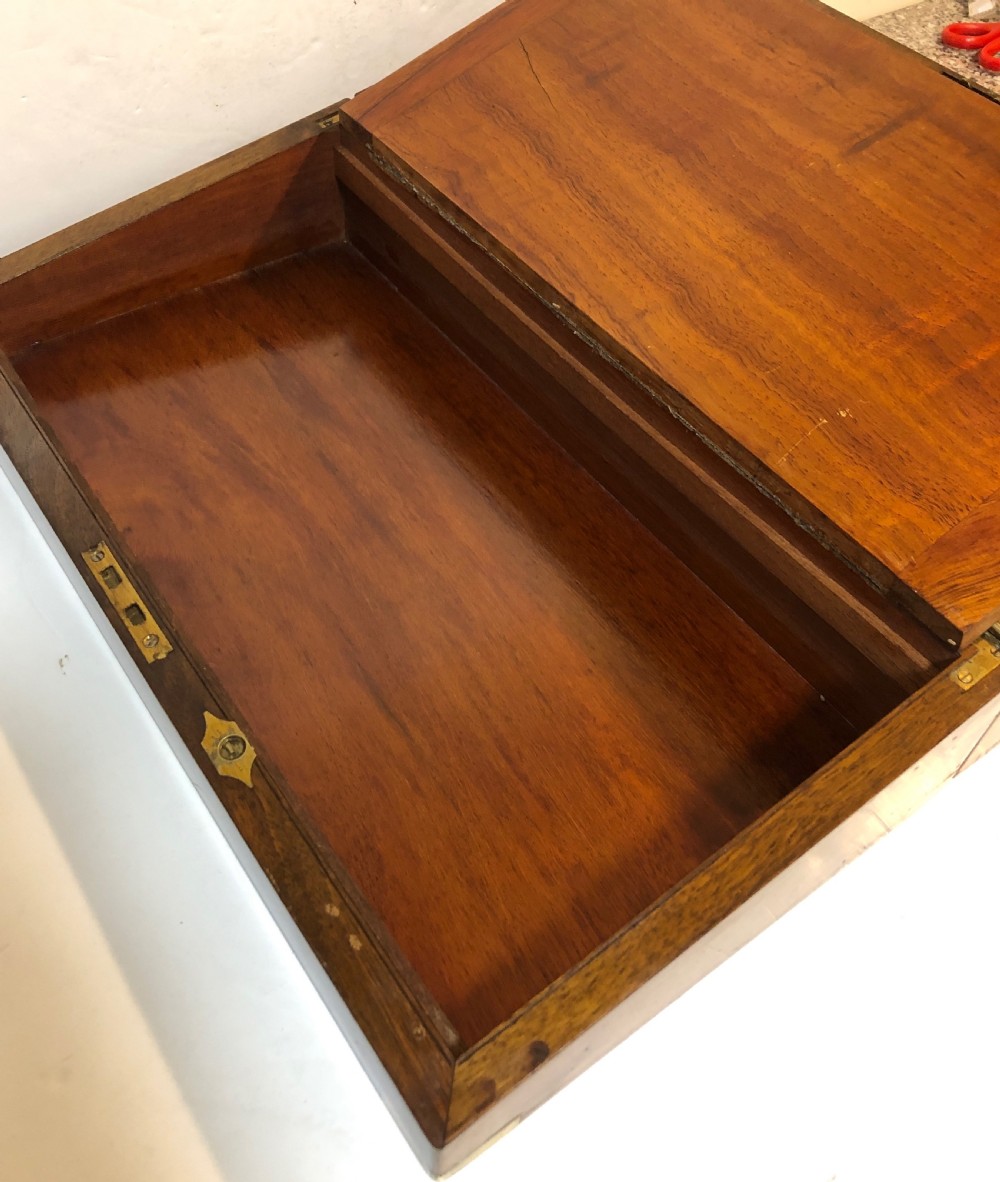 Antique Victorian Brass Bound Writing Slope with Secret Drawers View XII