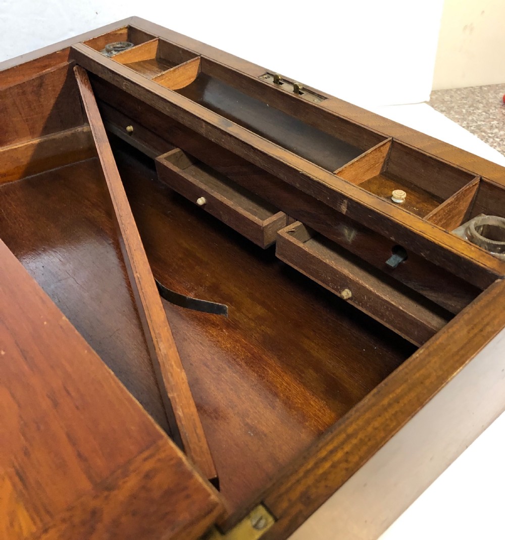 Antique Victorian Brass Bound Writing Slope with Secret Drawers View XIII