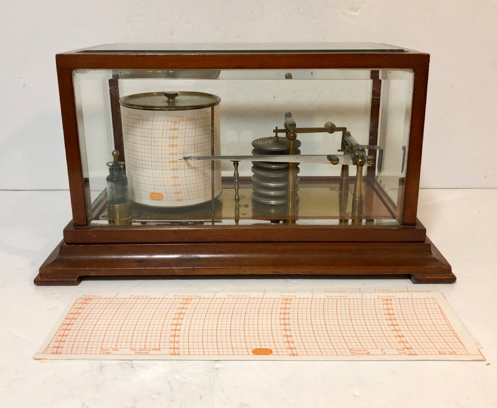 Antique 8 Day Clockwork Drum Barograph