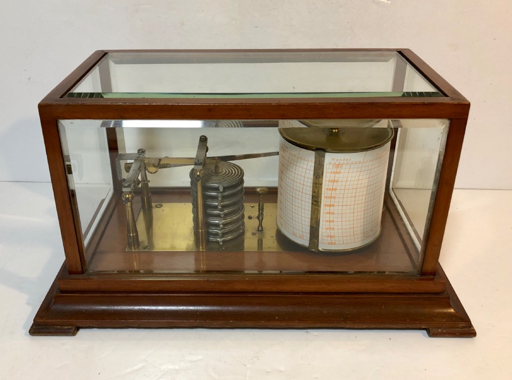 Antique 8 Day Clockwork Drum Barograph View V