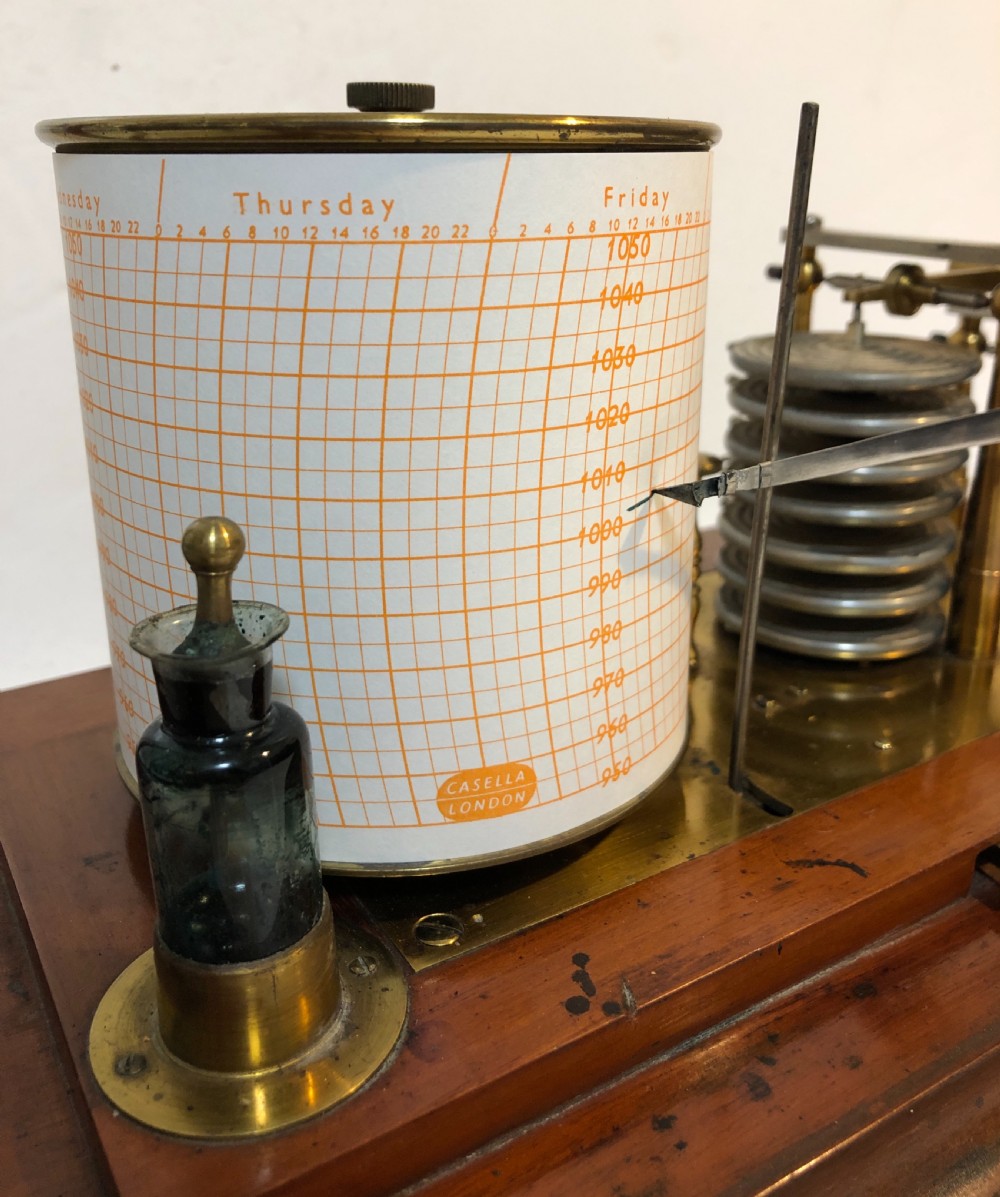 Antique 8 Day Clockwork Drum Barograph View IX