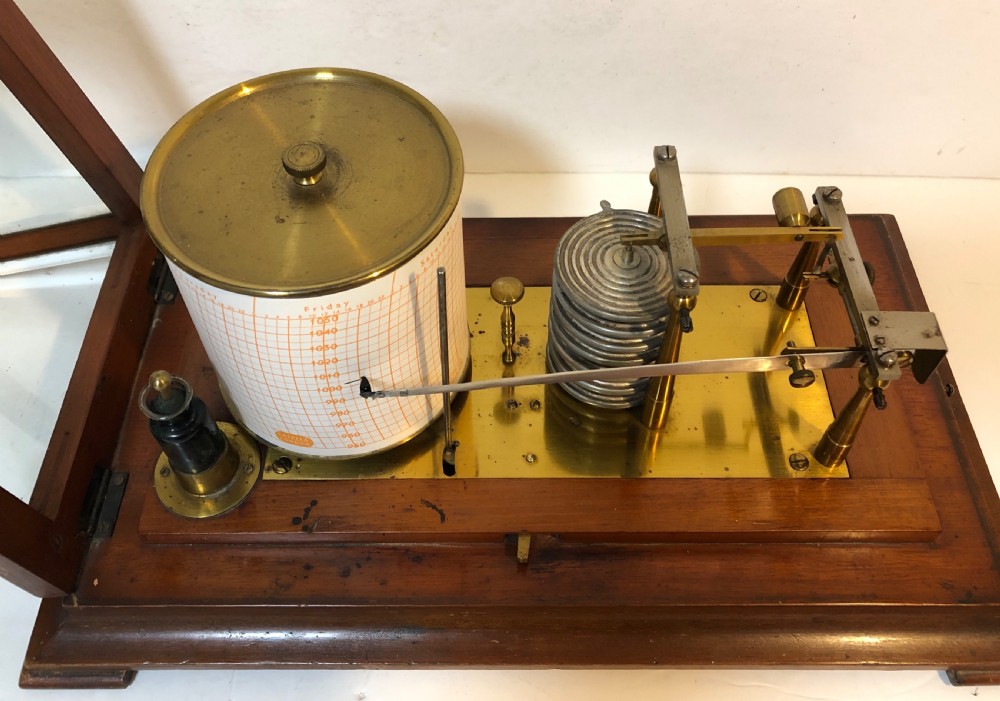 Antique 8 Day Clockwork Drum Barograph View XII