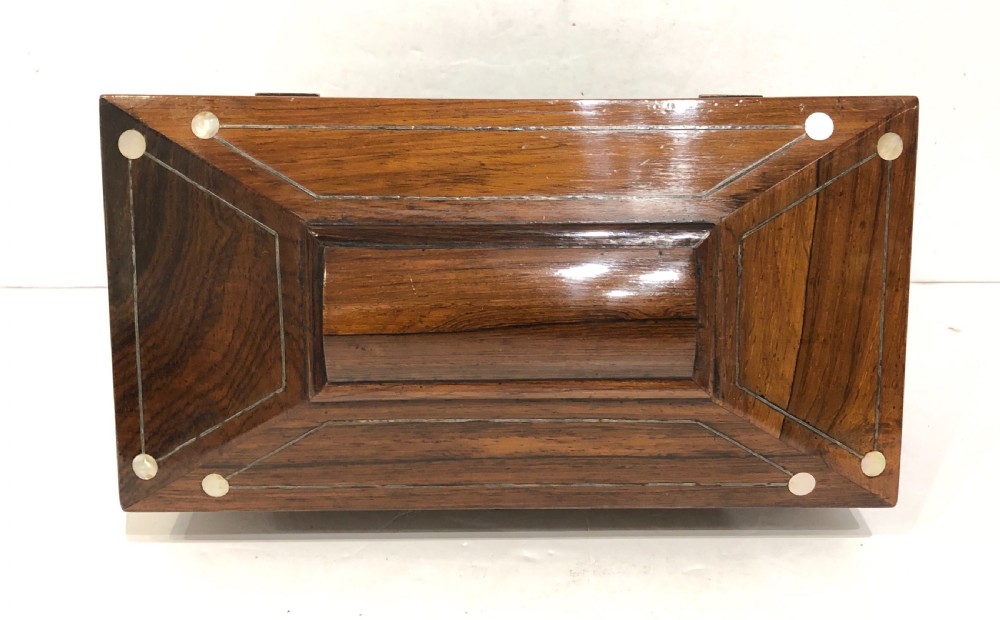 Antique Georgian Rosewood and Mother of Pearl Inlaid Tea Caddy View VII