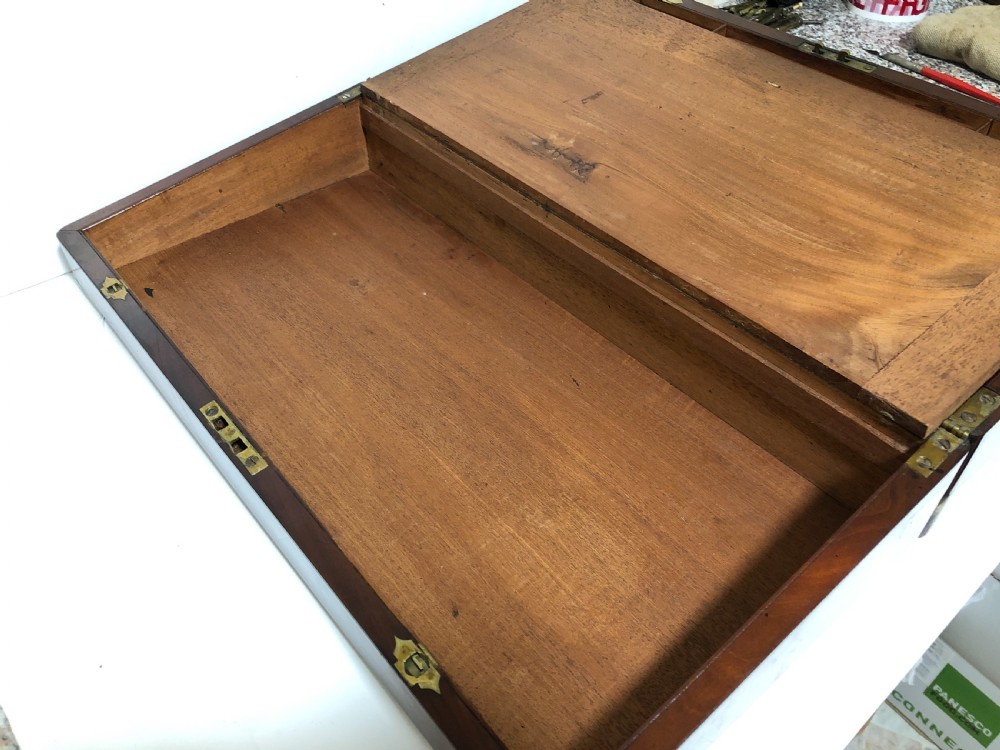 Antique Victorian Flame Mahogany Writing Slope View X