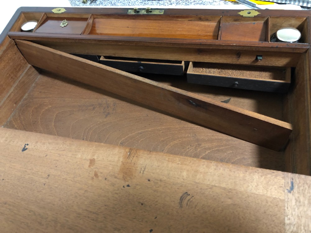 Antique Victorian Flame Mahogany Writing Slope View XI