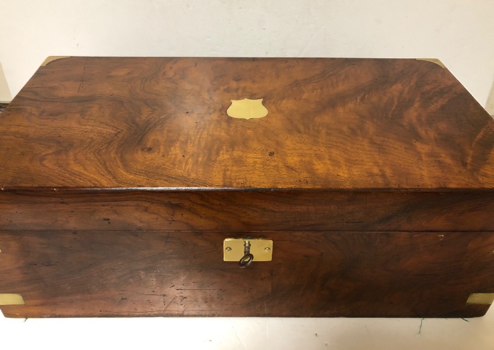 Antique Victorian Walnut Brass Bound Writing Slope with Secret Drawers View IV