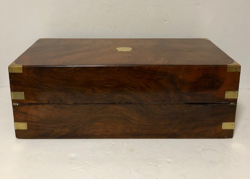 Antique Victorian Walnut Brass Bound Writing Slope with Secret Drawers View VII