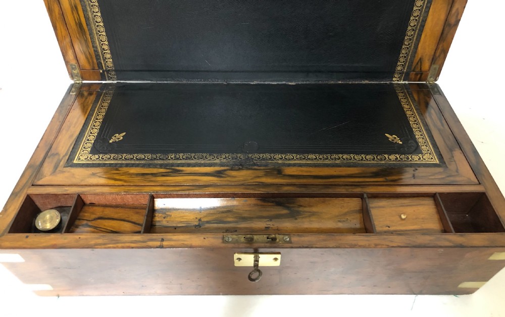 Antique Victorian Walnut Brass Bound Writing Slope with Secret Drawers View VIII