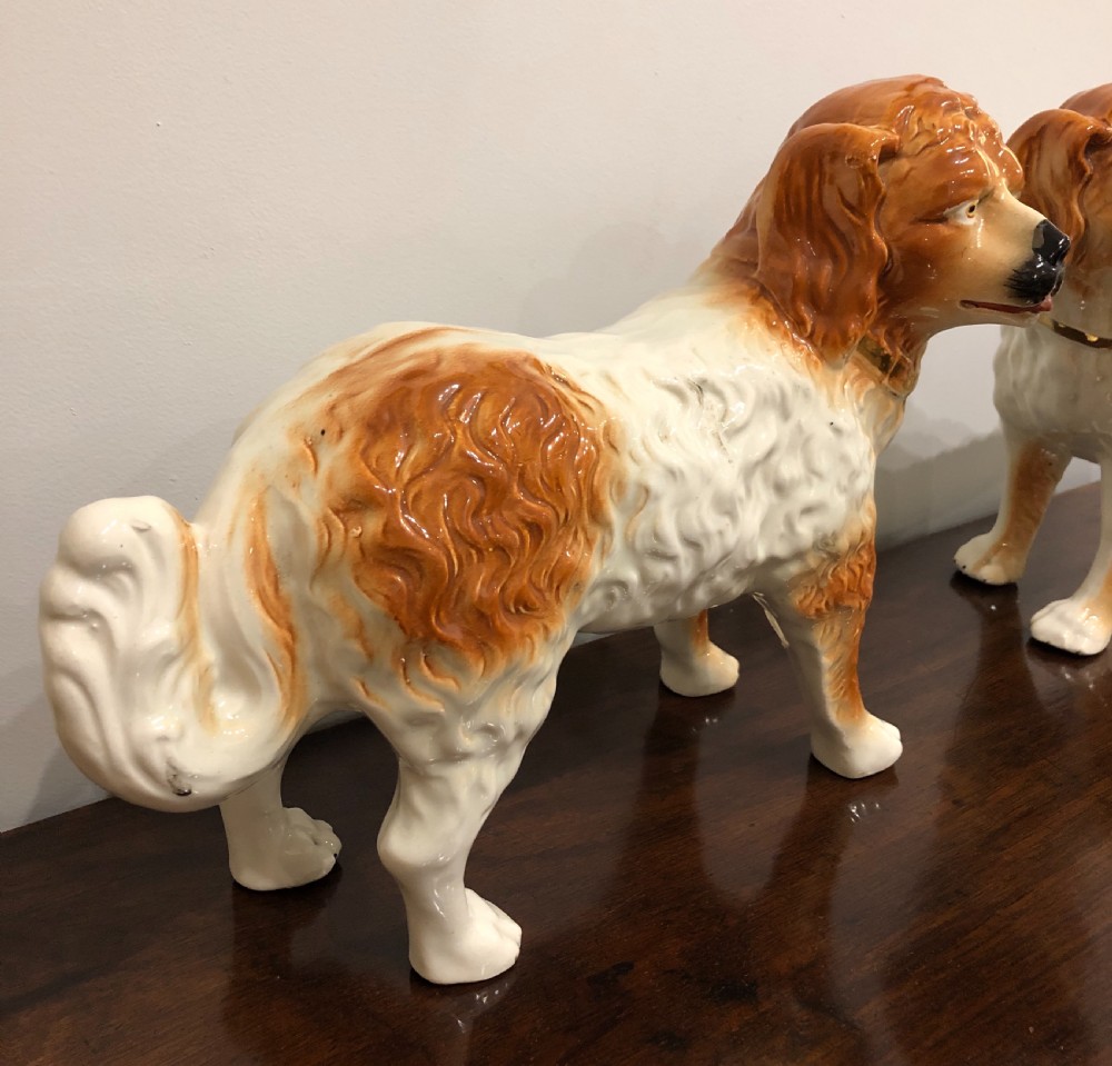 Pair of Antique Standing Staffordshire Dogs View V