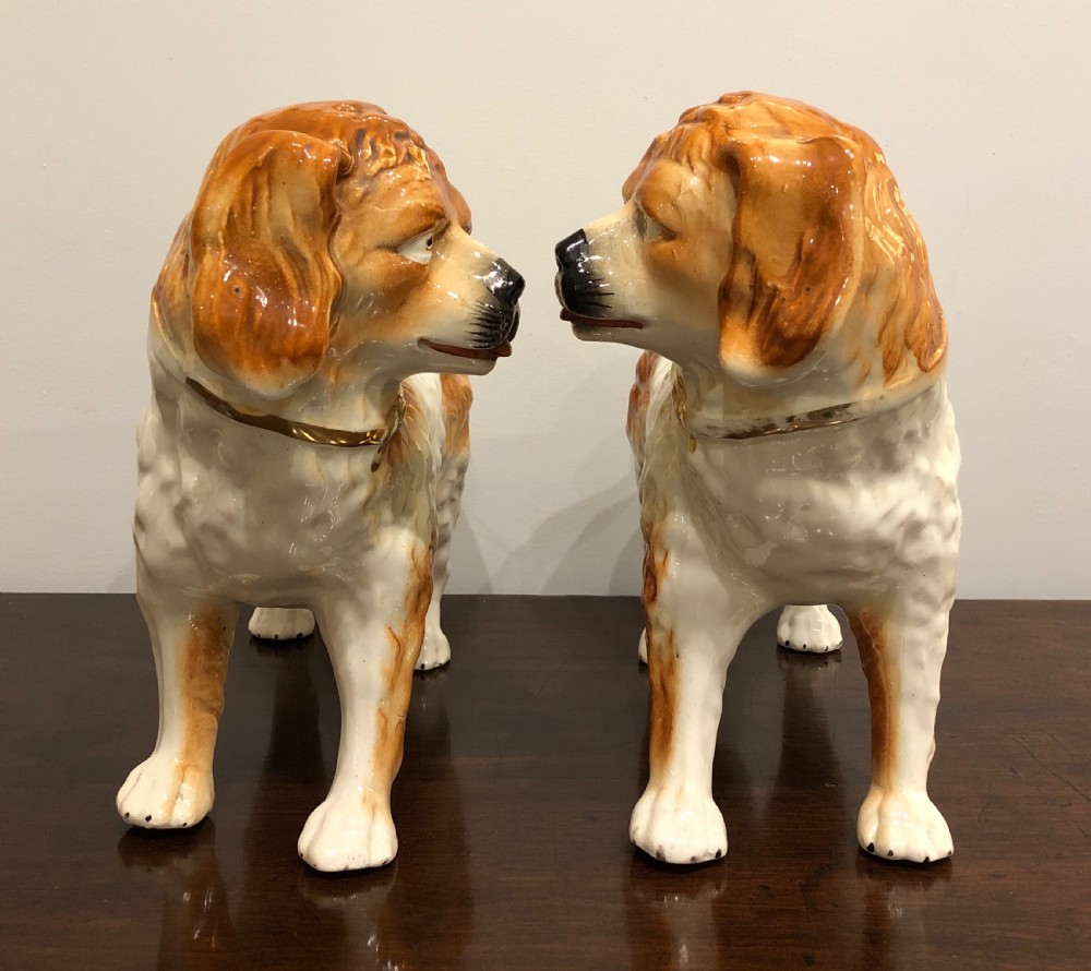 Pair of Antique Standing Staffordshire Dogs View XII