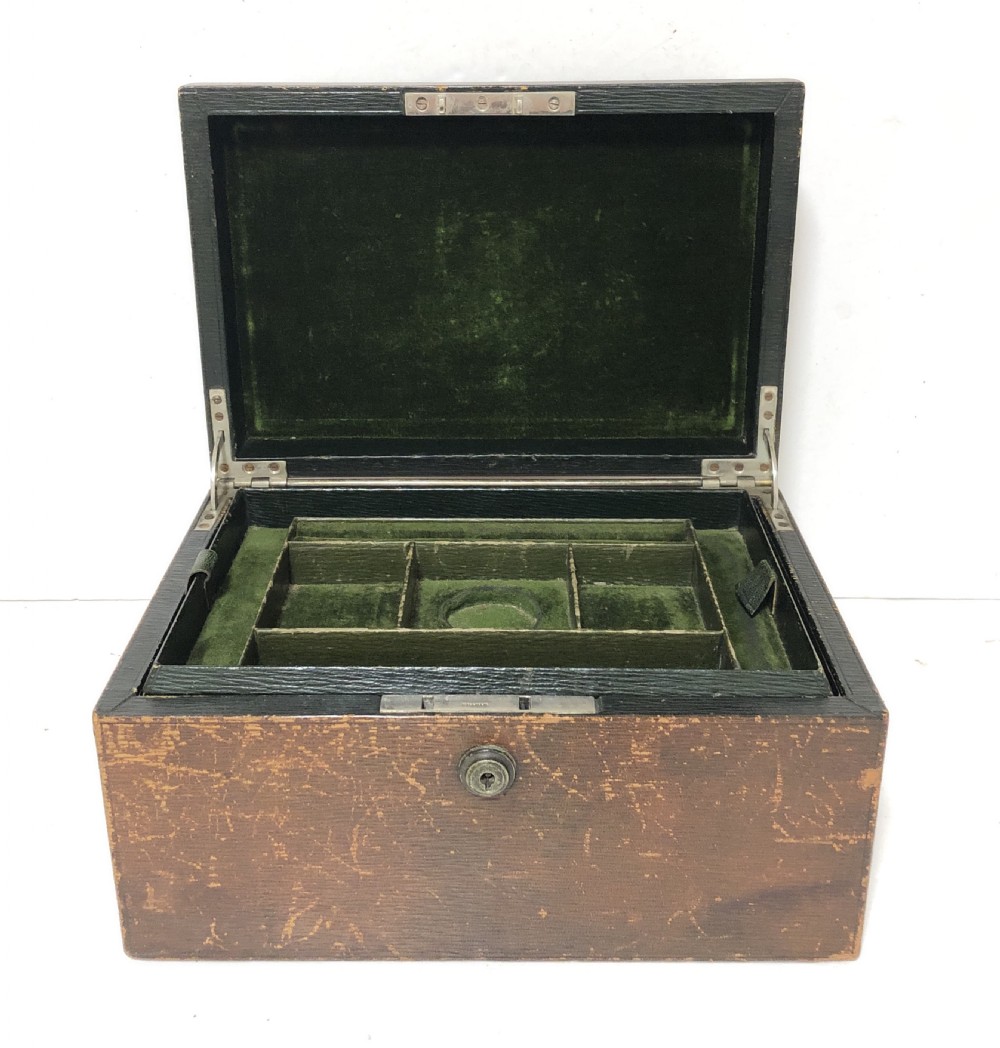 Antique Victorian Leather Fitted Jewellery Box