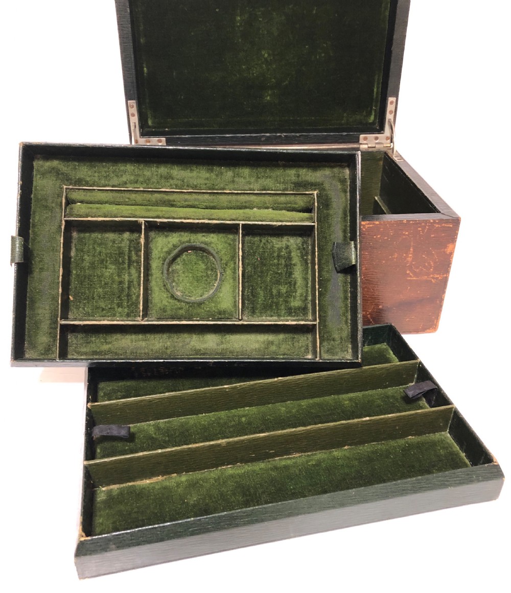 Antique Victorian Leather Fitted Jewellery Box View IV