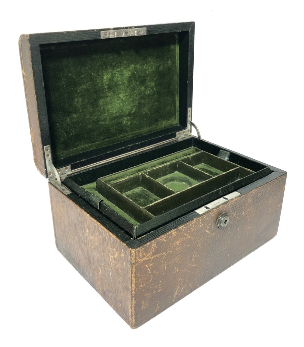 Antique Victorian Leather Fitted Jewellery Box View V