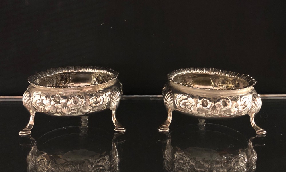 Pair of Antique Victorian Solid Silver Salt Cellars
