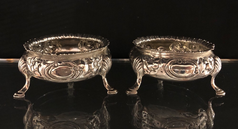 Pair of Antique Victorian Solid Silver Salt Cellars View III