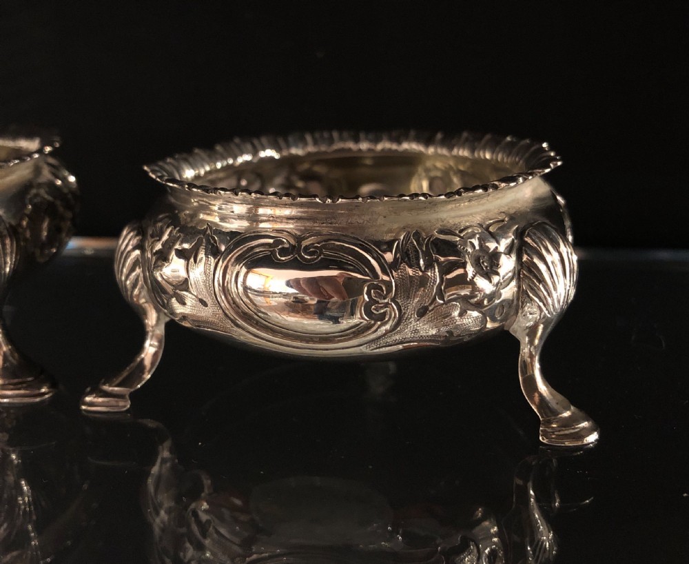 Pair of Antique Victorian Solid Silver Salt Cellars View IV