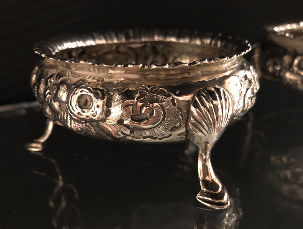 Pair of Antique Victorian Solid Silver Salt Cellars View VI