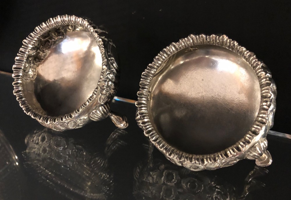 Pair of Antique Victorian Solid Silver Salt Cellars View VIII