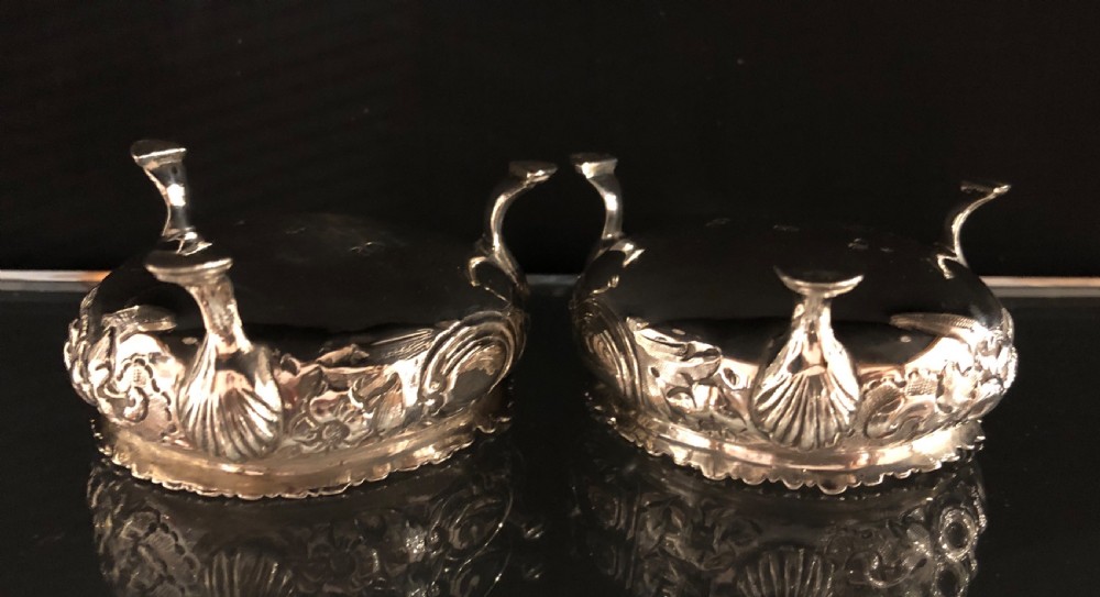 Pair of Antique Victorian Solid Silver Salt Cellars View X