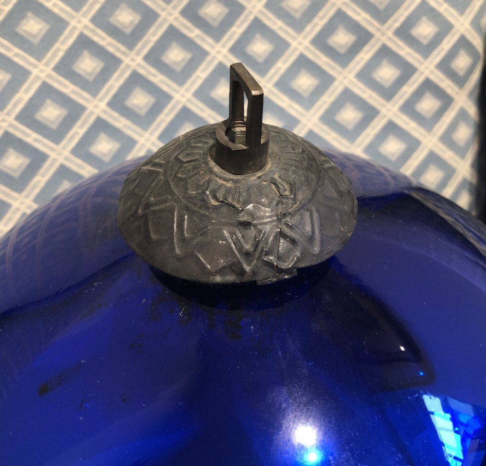 Large Antique Victorian Mirrored Blue Glass Witches Ball View III