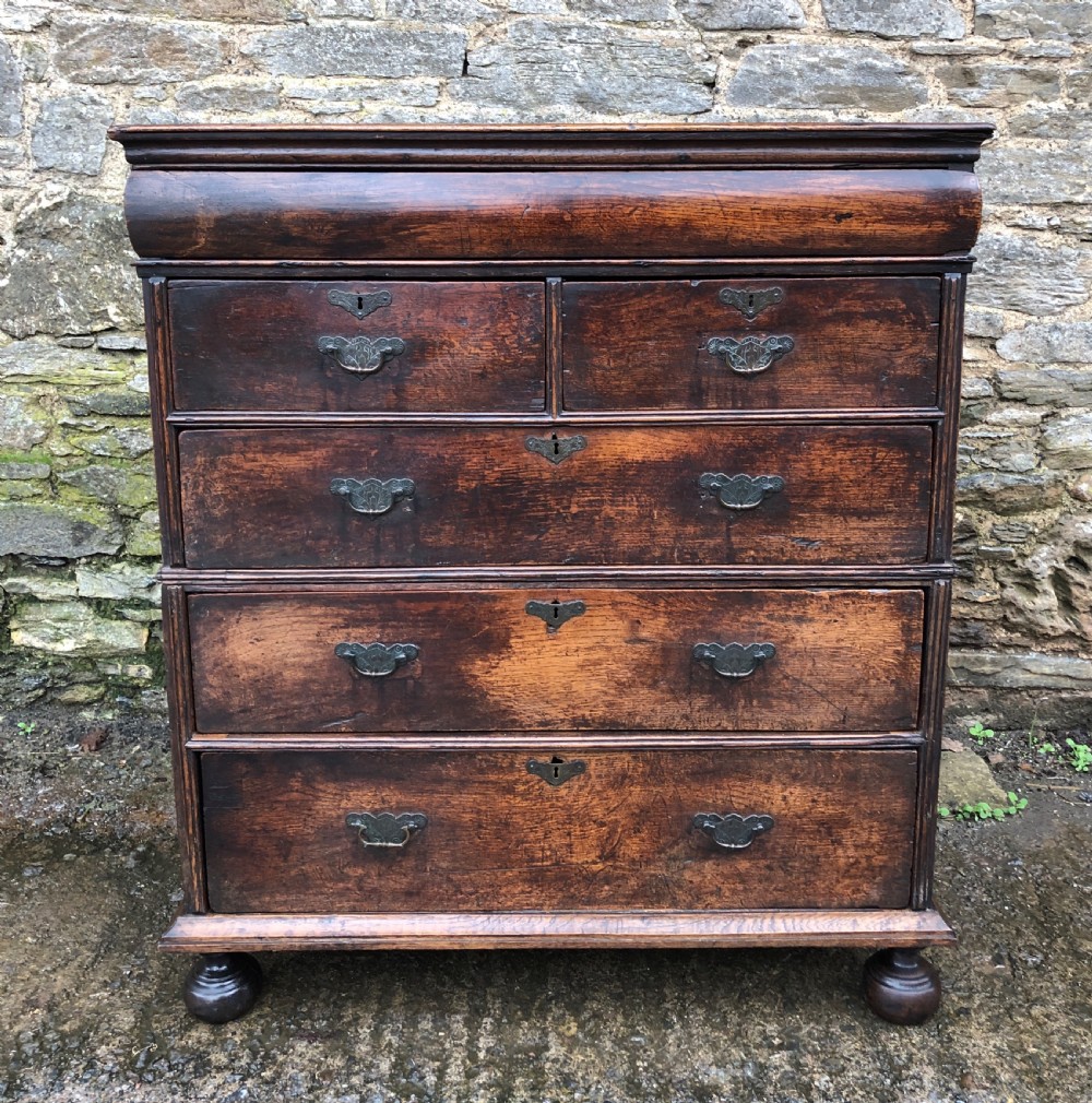 Antique 18th Century Two Part Oak Chest of Drawers