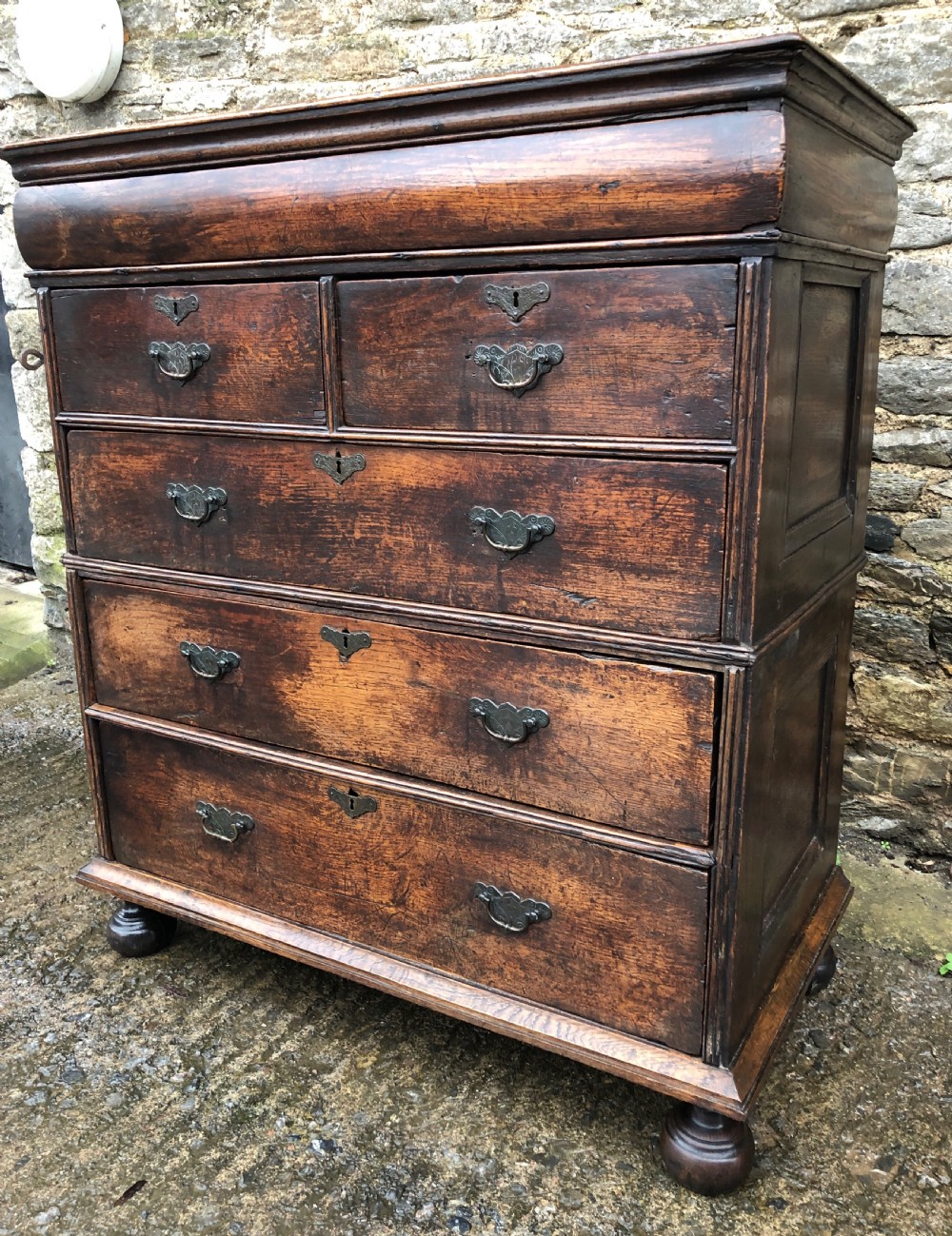 Antique 18th Century Two Part Oak Chest of Drawers View V