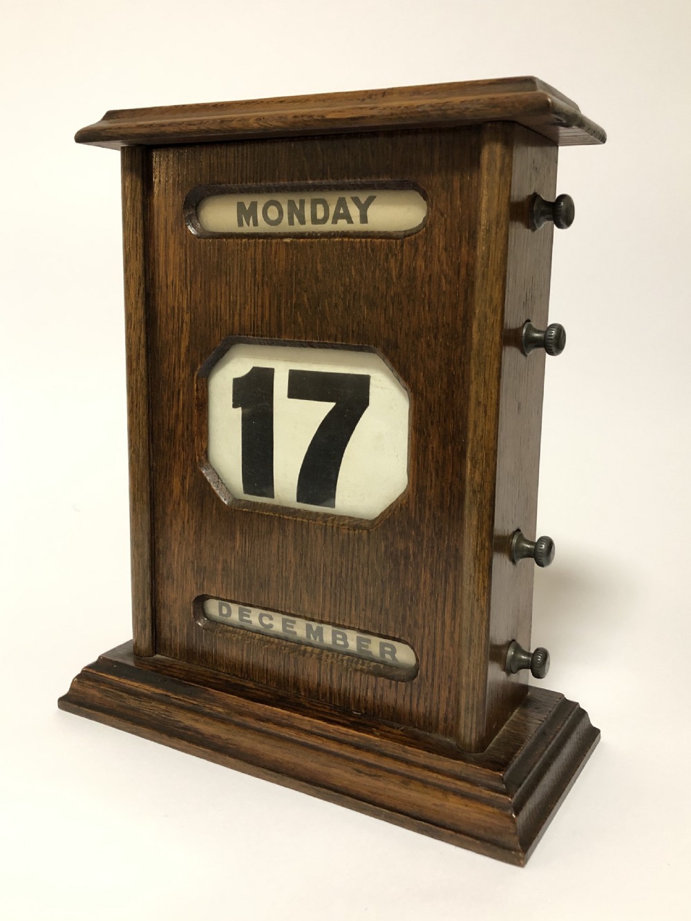 Large Antique Oak Perpetual Desk Calendar  View V