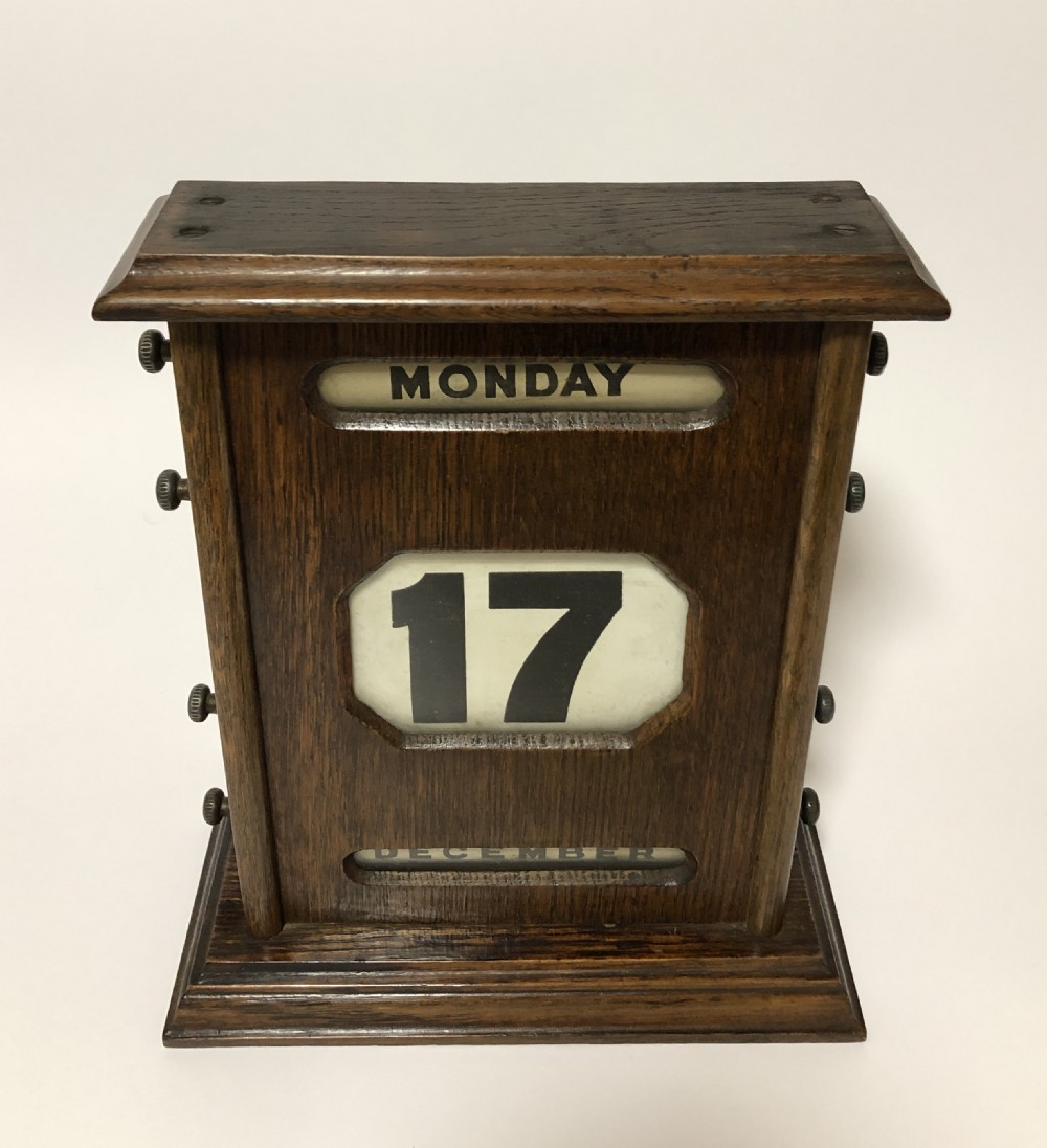 Large Antique Oak Perpetual Desk Calendar  View VIII